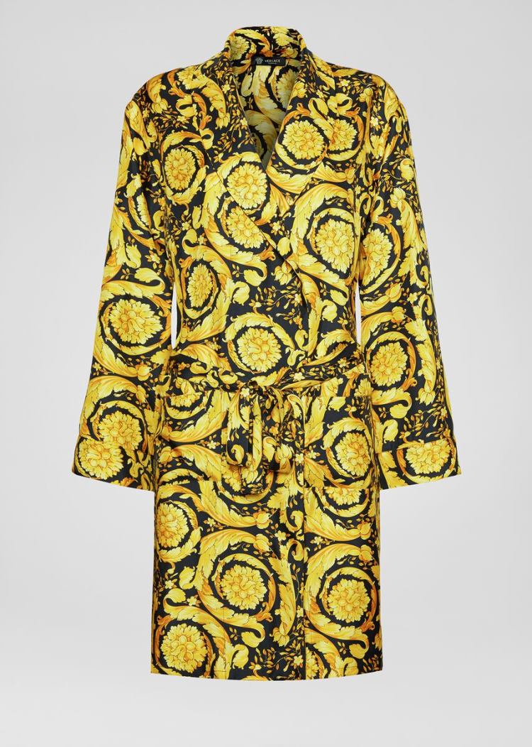 Bielizny Damskie Versace Barocco Print Silk Dressing Gown Kolorowe | R6DTYDY08