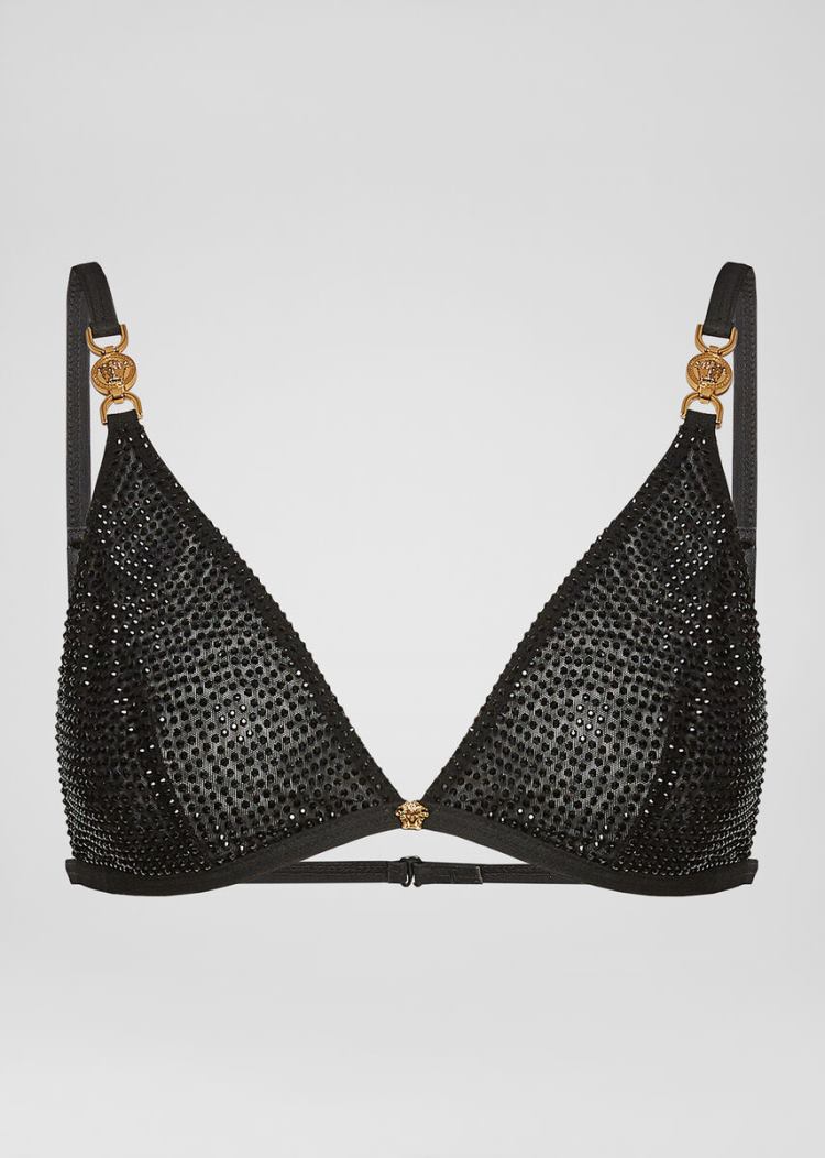 Bielizny Damskie Versace Crystal-Embellished Bralette Czarne | IAZEFL5FW