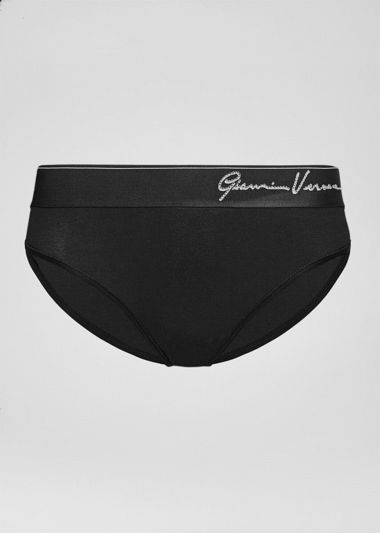 Bielizny Damskie Versace Crystal GV Signature Briefs Czarne | WXXN5SD2M