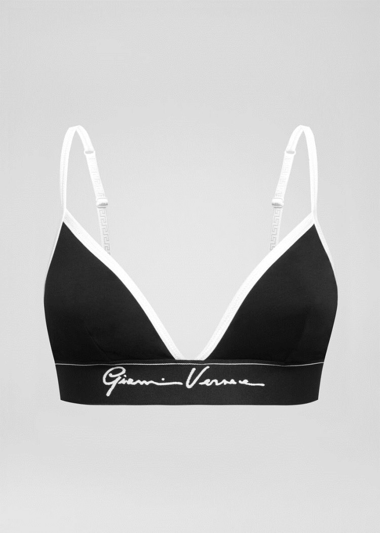 Bielizny Damskie Versace GV Signature Triangle Bralette Czarne | H5YNDX1EP