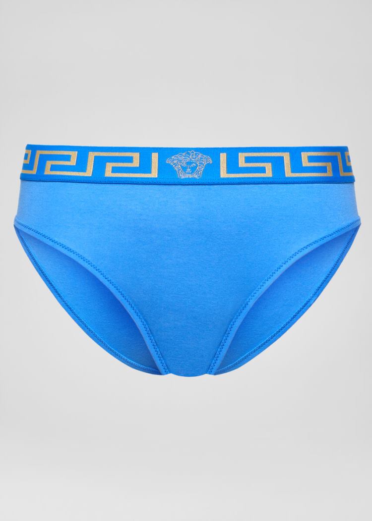Bielizny Damskie Versace Greca Border Briefs Niebieskie | DCDPW9G5J