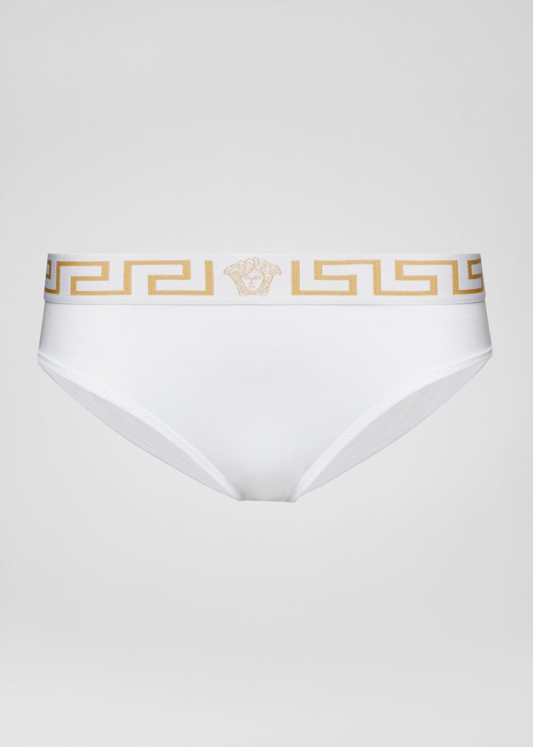 Bielizny Damskie Versace Greca Border Briefs Białe | N0HMO9A7D