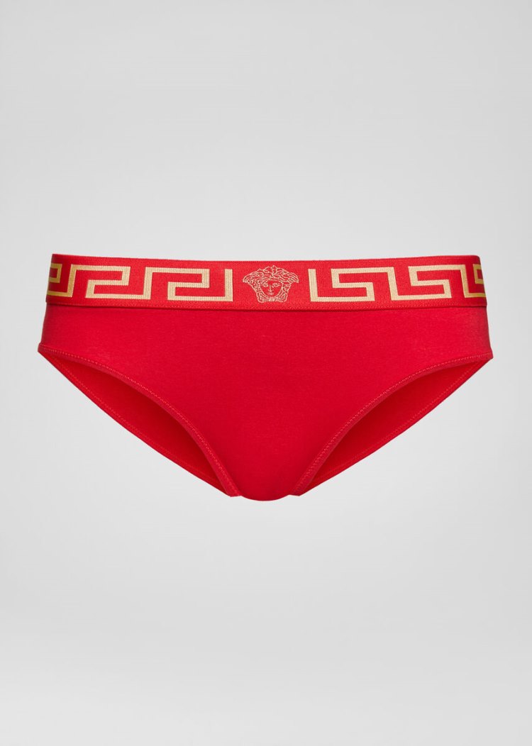 Bielizny Damskie Versace Greca Border Briefs Czerwone | ZZ305ZP88