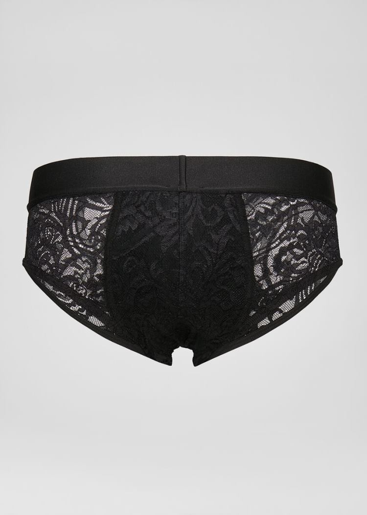 Bielizny Męskie Versace Barocco Koronkowe Briefs Czarne | WVG9S4BS0