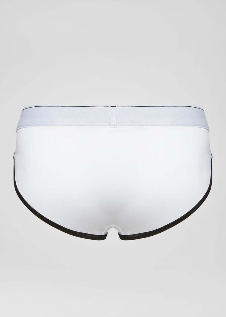 Bielizny Męskie Versace GV Signature Border Briefs Białe | 75RW1QLKW