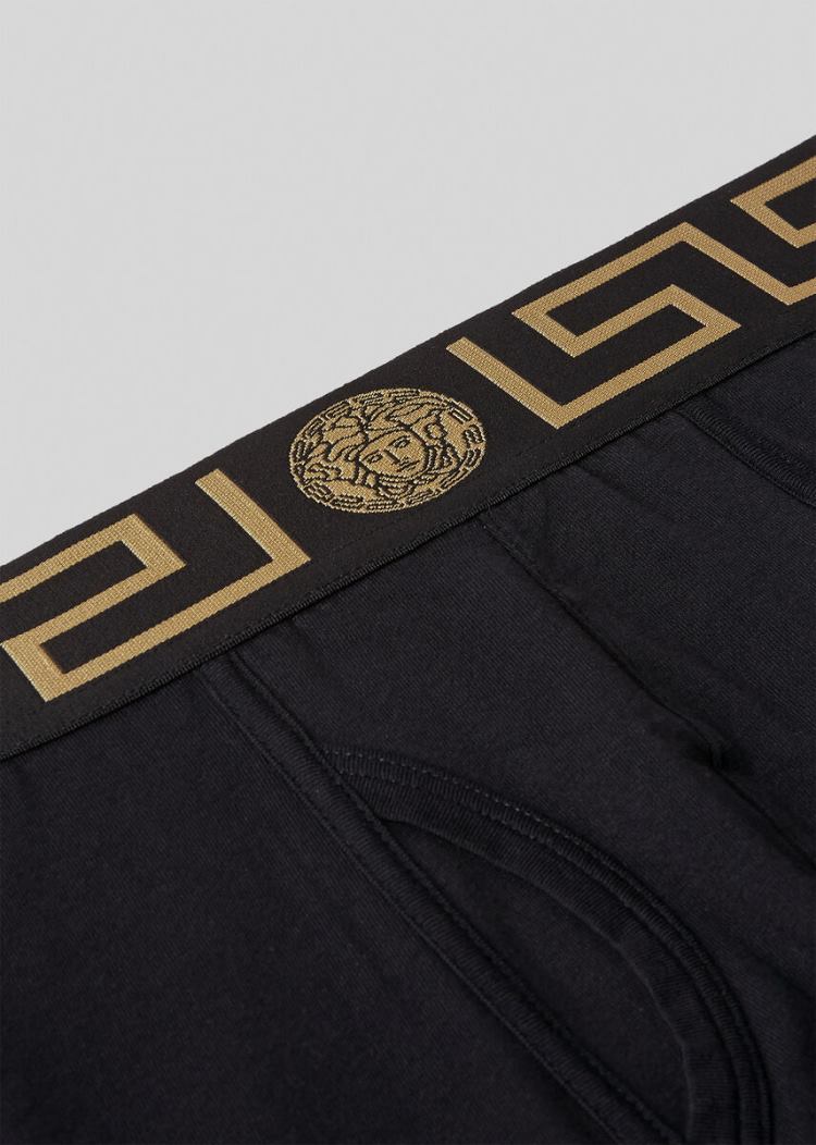 Bielizny Męskie Versace Greca Border Long Underwear Czarne | QN7VAKIMP