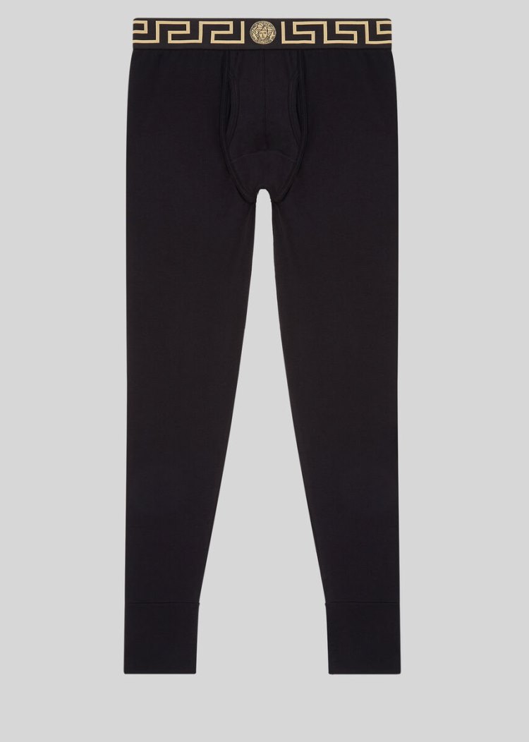 Bielizny Męskie Versace Greca Border Long Underwear Czarne | QN7VAKIMP