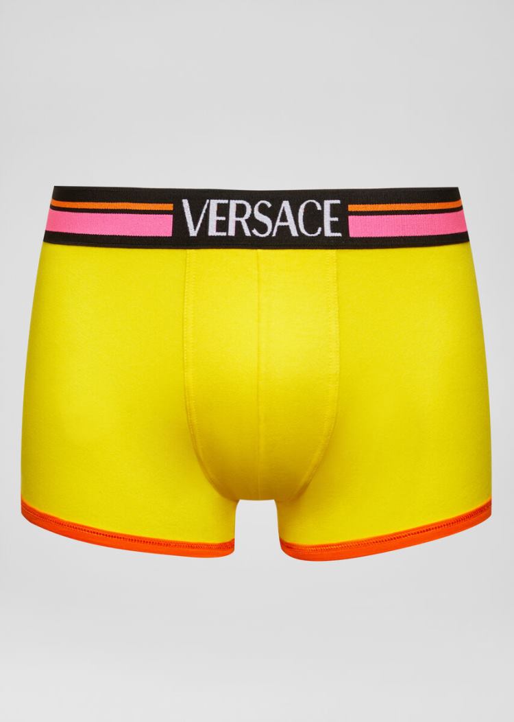 Bielizny Męskie Versace Logo Trunks Żółte | C30S6LXEZ