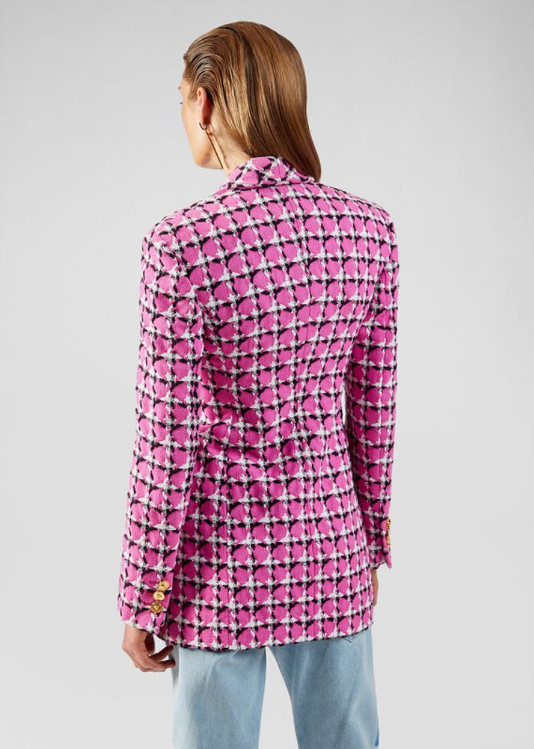 Blezery Damskie Versace Tweed Blazer Różowe | YSVMUT2RG
