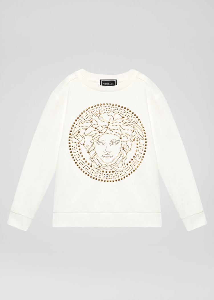 Bluzy Dziecięce Versace Young Studded Medusa Sweatshirt Białe | QJHXNKN8Y