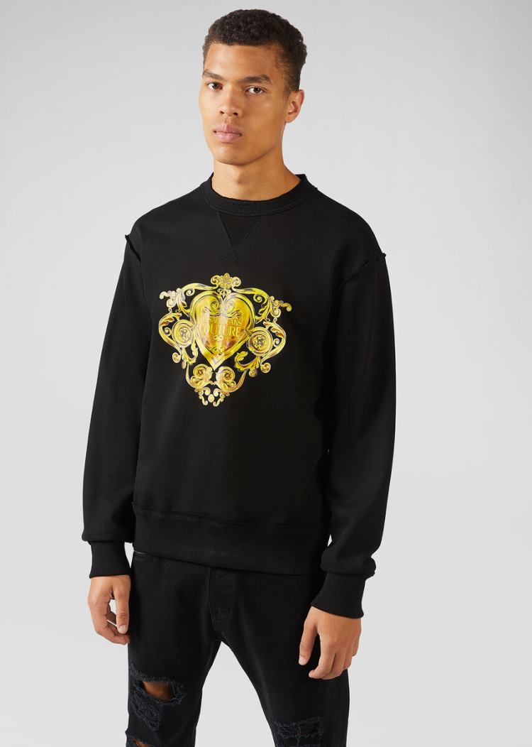 Bluzy Jeans Couture Versace Jeans Couture Baroque Jewels Print Sweatshirt Czarne | TE0P8L1PL