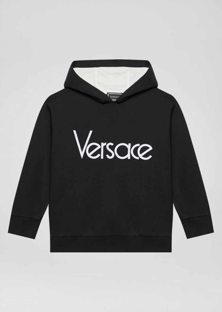 Bluzy Z Kapturem Dziecięce Versace Young Vintage Logo Hoodie Czarne | 9X2MNWM27