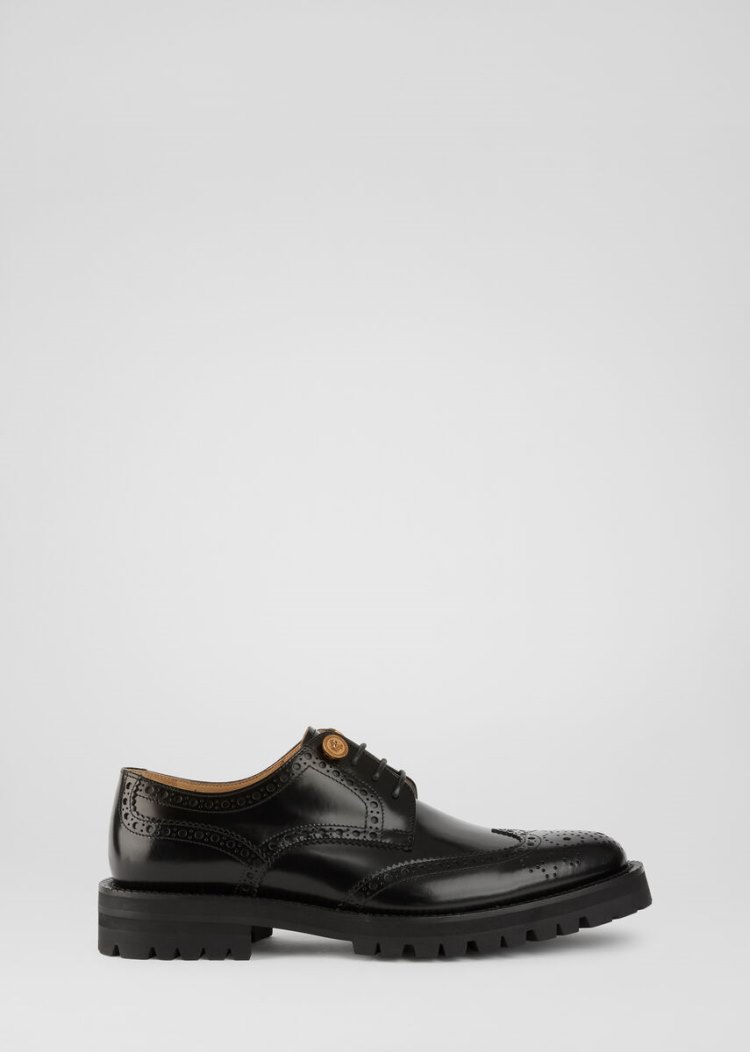 Buty Brogue Męskie Versace Skórzane Brogues Czarne | 7RIO81L97