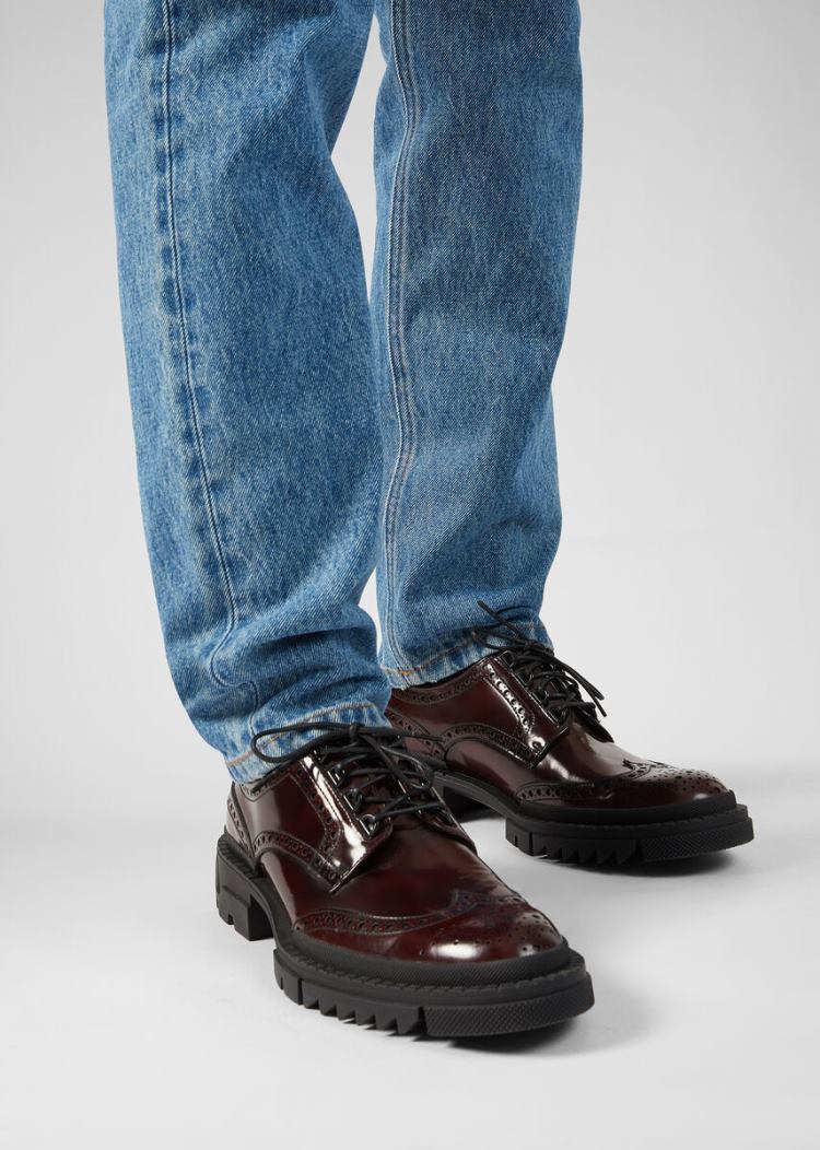 Buty Brogue Męskie Versace Skórzane Brogues Brązowe | NOS0OJPUO