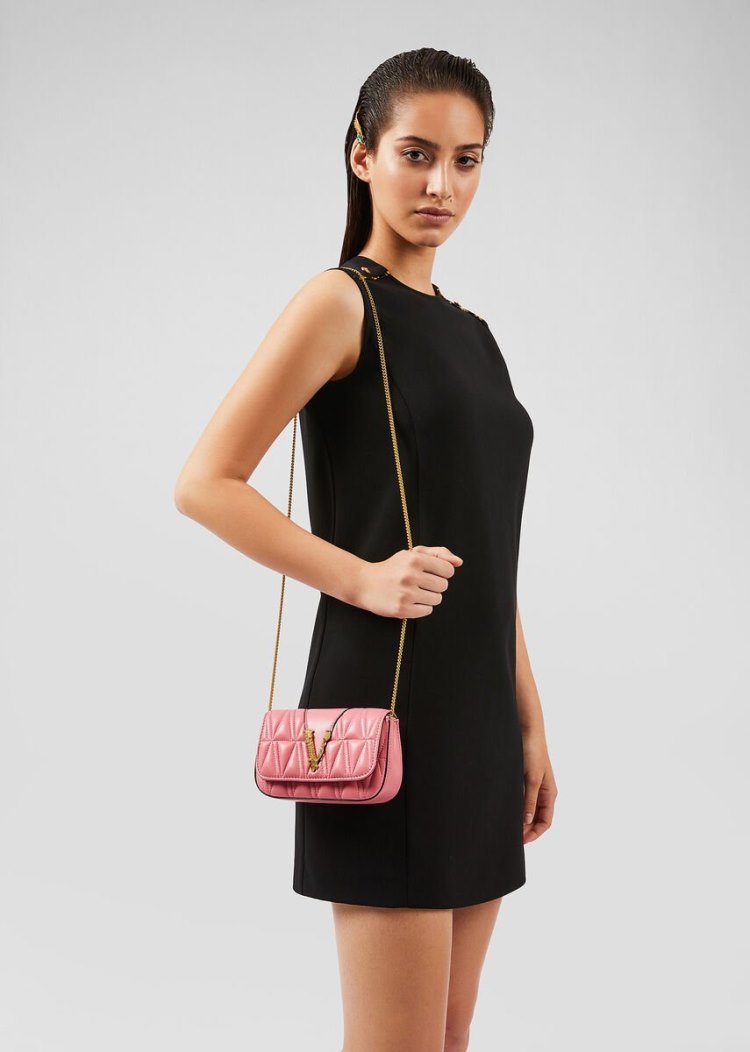 Evening Bags Damskie Versace Quilted Virtus Evening Bag Różowe | 6IA8N7PE2