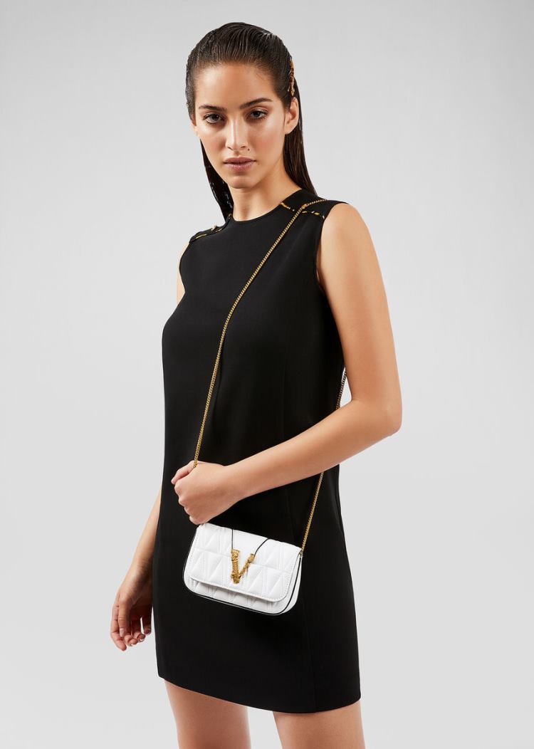 Evening Bags Damskie Versace Quilted Virtus Evening Bag Białe | WQB5JD2T3
