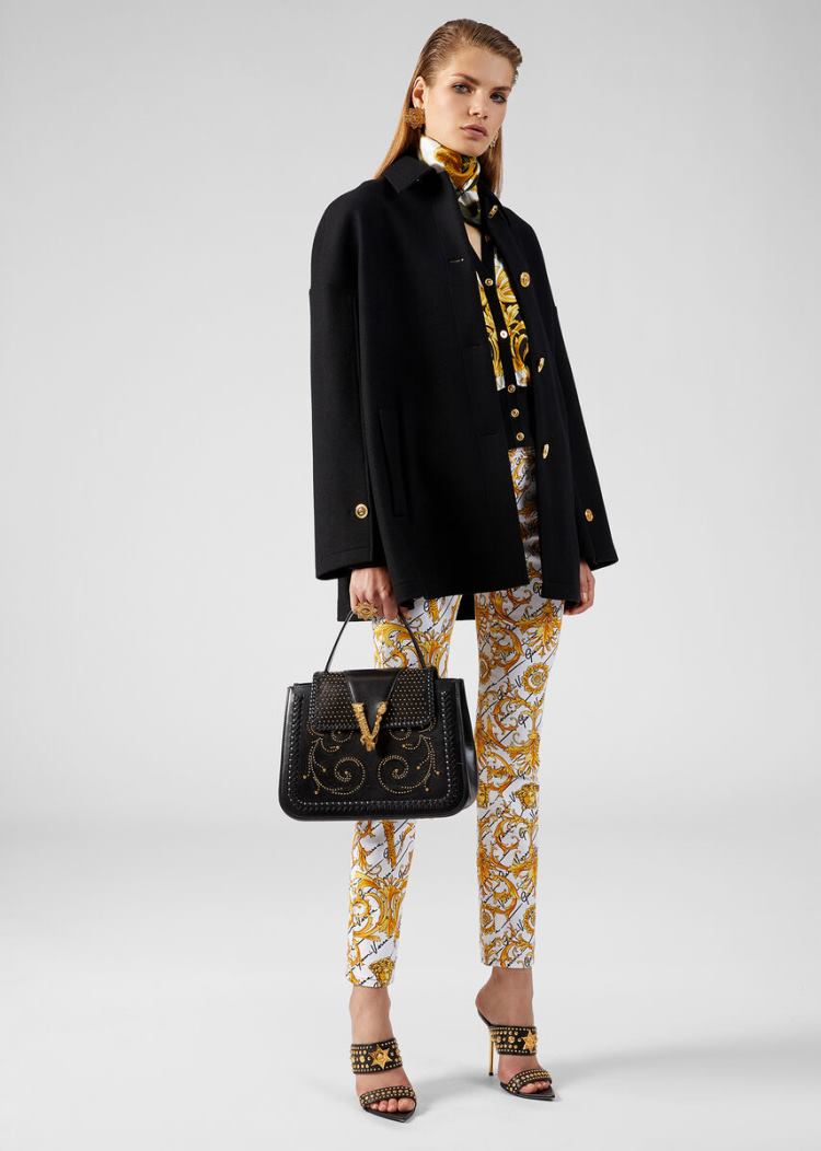 Handle Bag Damskie Versace Virtus Western Top Handle Bag Czarne | OYML3YUUU