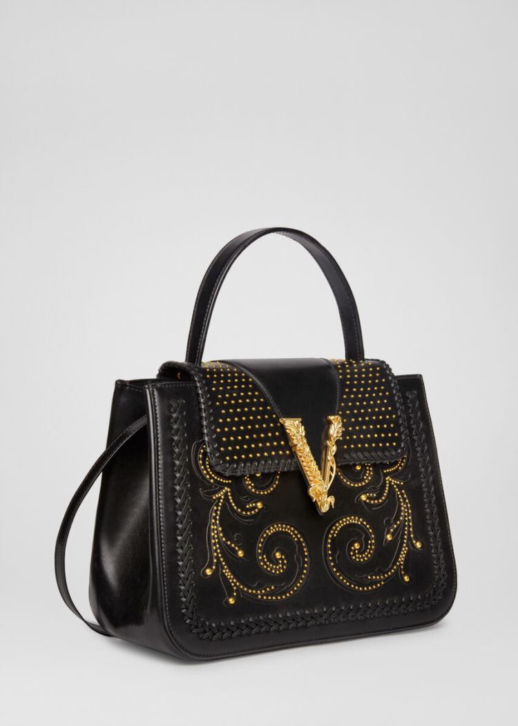 Handle Bag Damskie Versace Virtus Western Top Handle Bag Czarne | OYML3YUUU