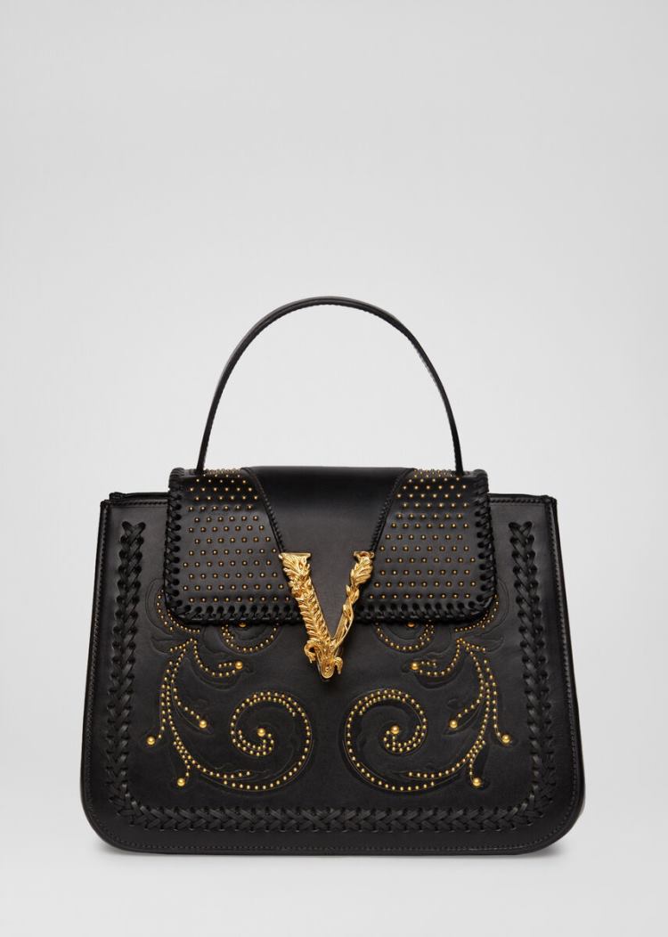 Handle Bag Damskie Versace Virtus Western Top Handle Bag Czarne | OYML3YUUU