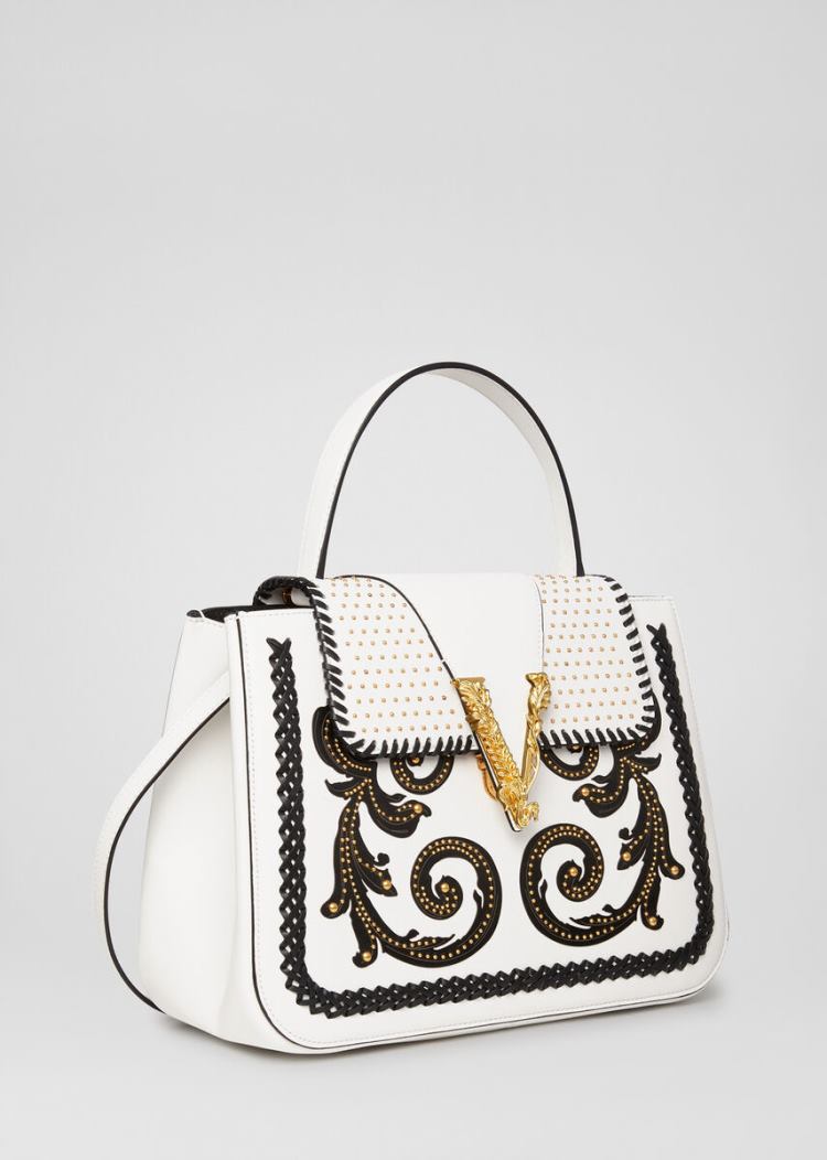 Handle Bag Damskie Versace Virtus Western Top Handle Bag Białe Czarne | W1LEWFUWR