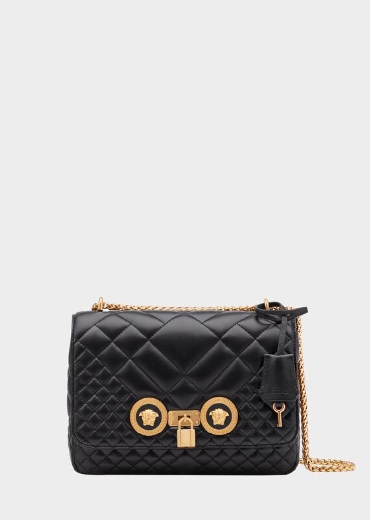 Icon Bag Damskie Versace Medium Quilted Icon Shoulder Bag Czarne | 0WUQUM427