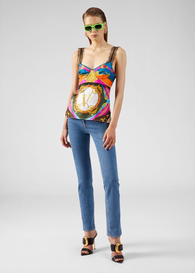 Jeansy Damskie Versace Medusa Jeans Głęboka Niebieskie | N1EPYVRTT