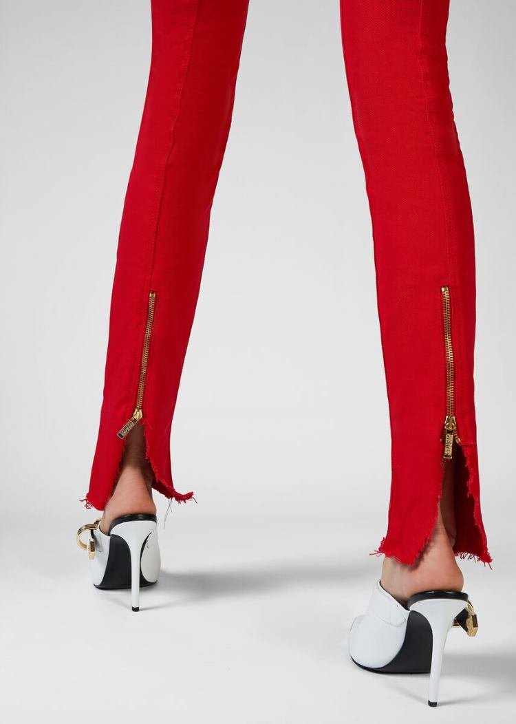 Jeansy Jeans Couture Versace Jeans Couture Klamry Detail Jeans Czerwone | 1E0L8AZBJ