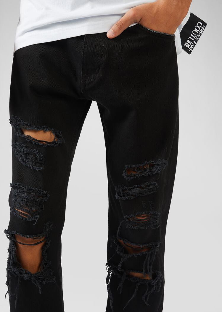 Jeansy Jeans Couture Versace Jeans Couture Distressed Jeans Czarne | BGINT9SER