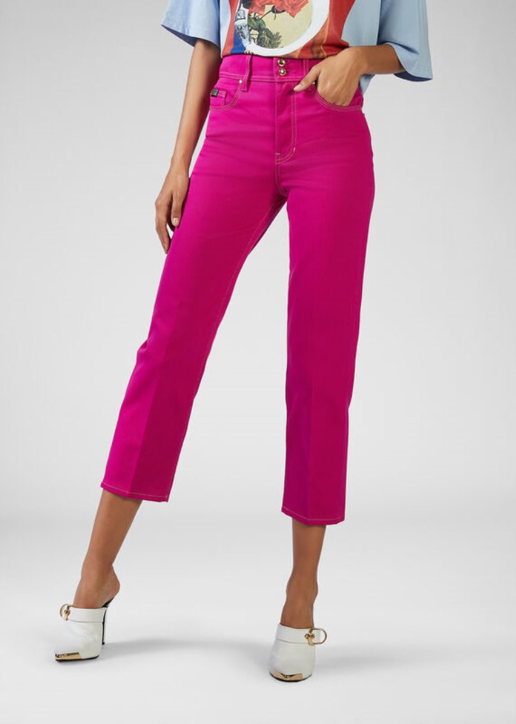 Jeansy Jeans Couture Versace Jeans Couture Heritage Gold Metal Hardware Jeans Różowe | RBFQLDM20