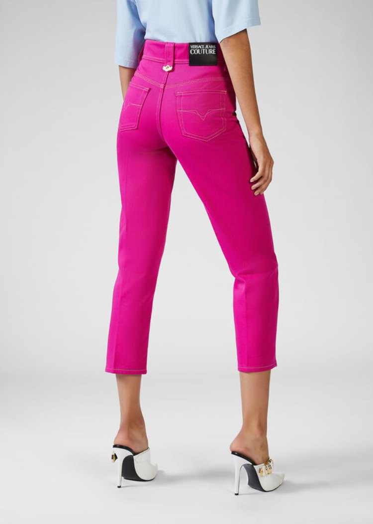 Jeansy Jeans Couture Versace Jeans Couture Heritage Gold Metal Hardware Jeans Różowe | RBFQLDM20