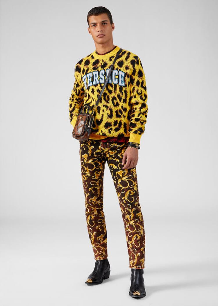 Jeansy Męskie Versace Barocco Print Jeans Kolorowe | UYAQFVU7U