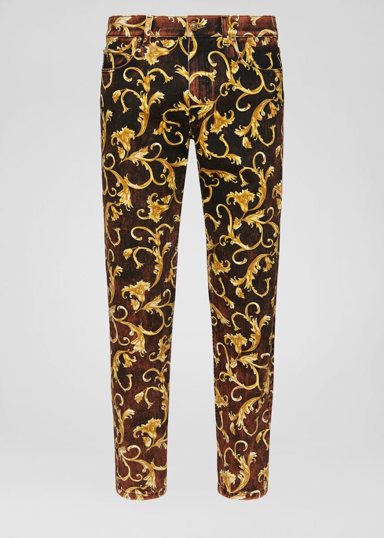 Jeansy Męskie Versace Barocco Print Jeans Kolorowe | UYAQFVU7U