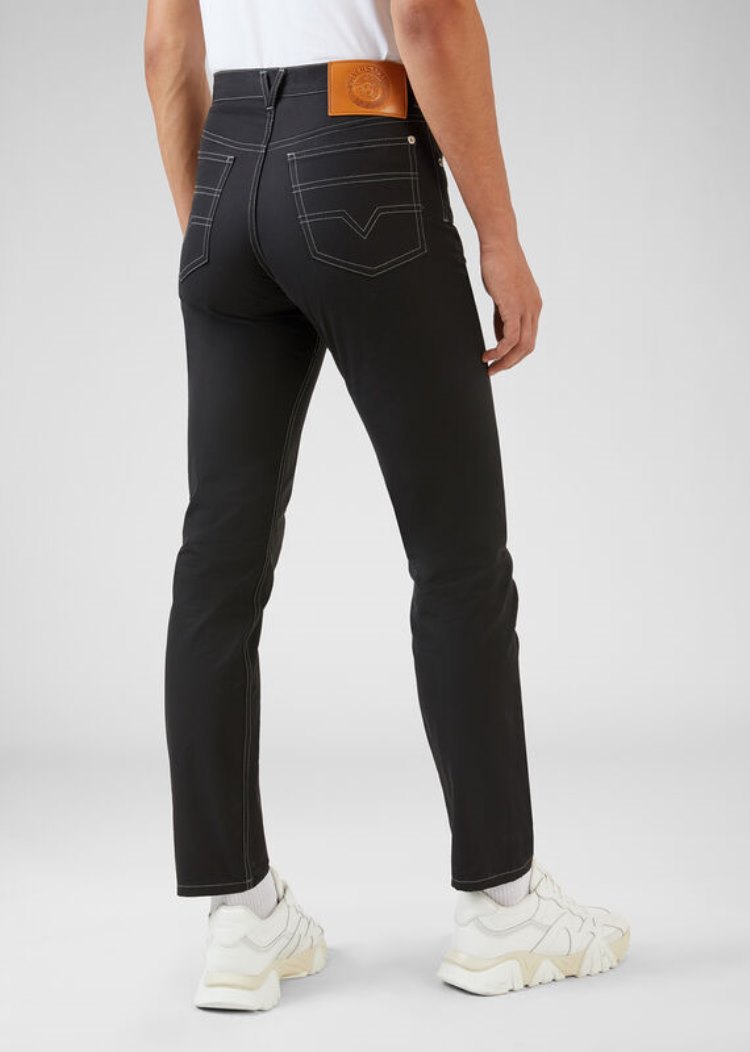 Jeansy Męskie Versace High Waisted Jeans Czarne | A4JP9EPUP