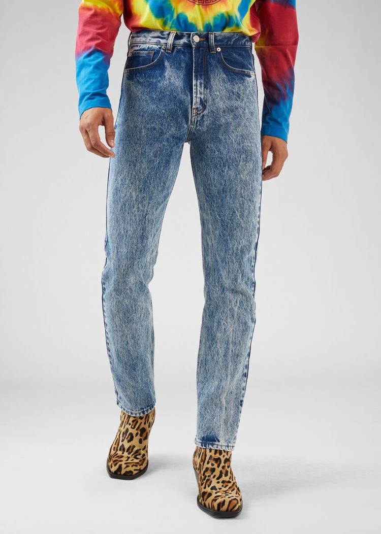 Jeansy Męskie Versace Marble Wash Jeans Niebieskie | LUIA6WYRP