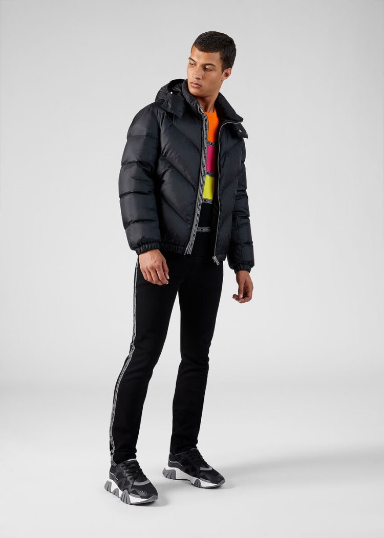 Jeansy Męskie Versace Nastro Jeans Czarne | RIQP9WINL