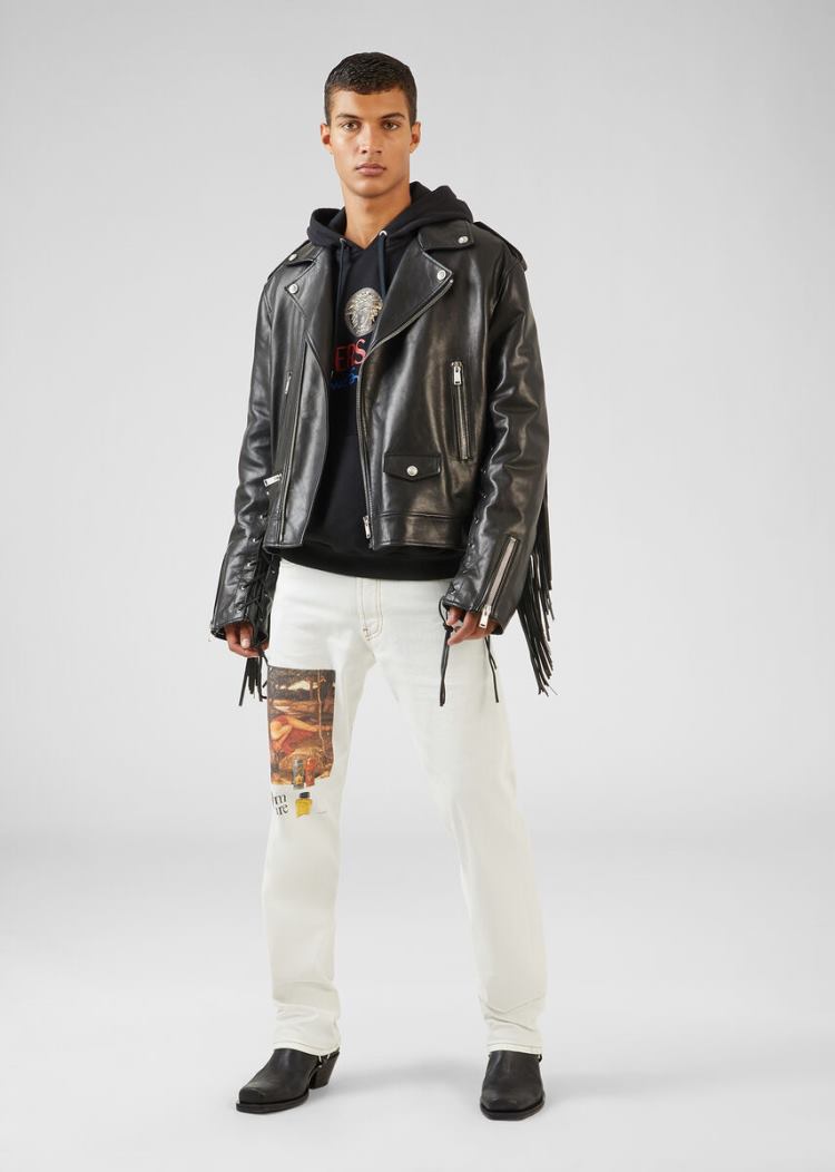 Jeansy Męskie Versace Scents Patch Jeans Białe | MLFHPCAUW