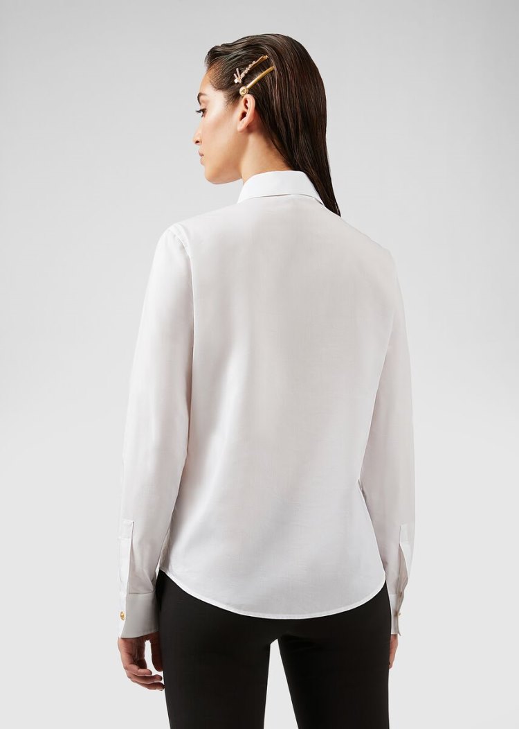 Koszule Damskie Versace Bluzki Bawełniane Muslin Shirt Białe | JATCNPV9Z