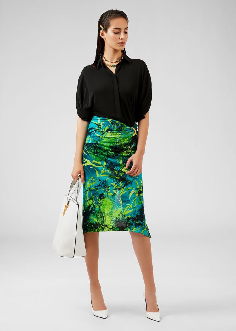 Koszule Damskie Versace Bluzki Draped Crêpe Shirt Czarne | 9HREXALTY