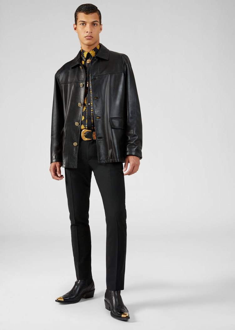 Koszule Męskie Versace Barocco Western Print Silk Twill Shirt Kolorowe | T2710ORQZ