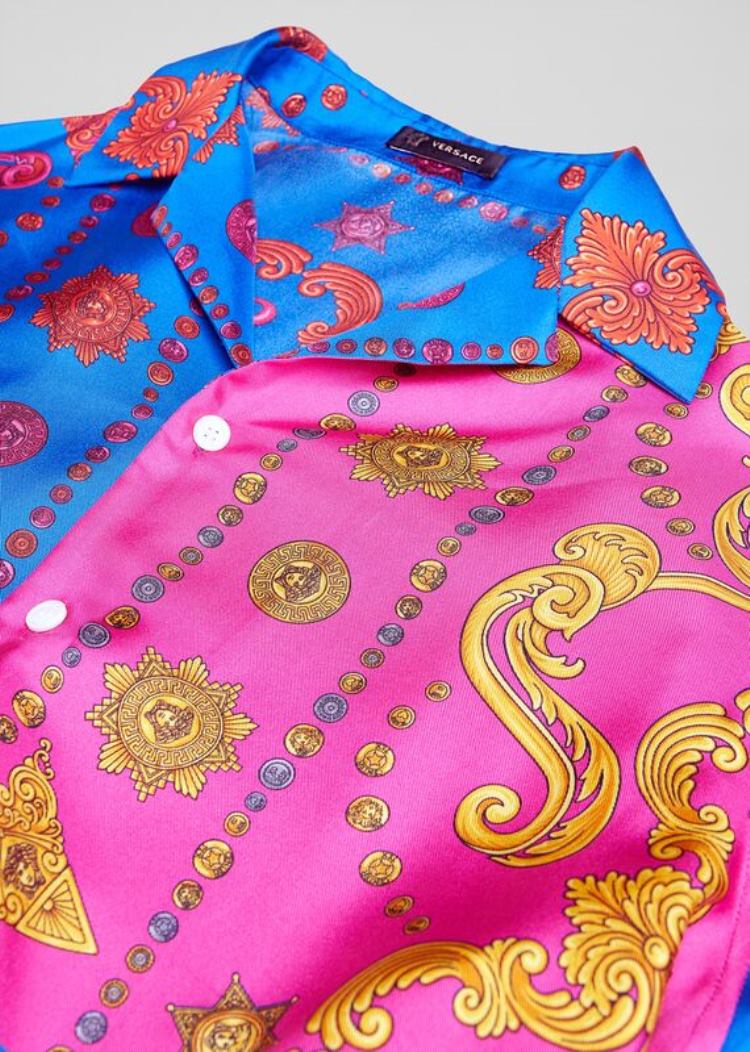 Koszule Męskie Versace Barocco Western Silk Twill Shirt Kolorowe | R5U3Q3DZU