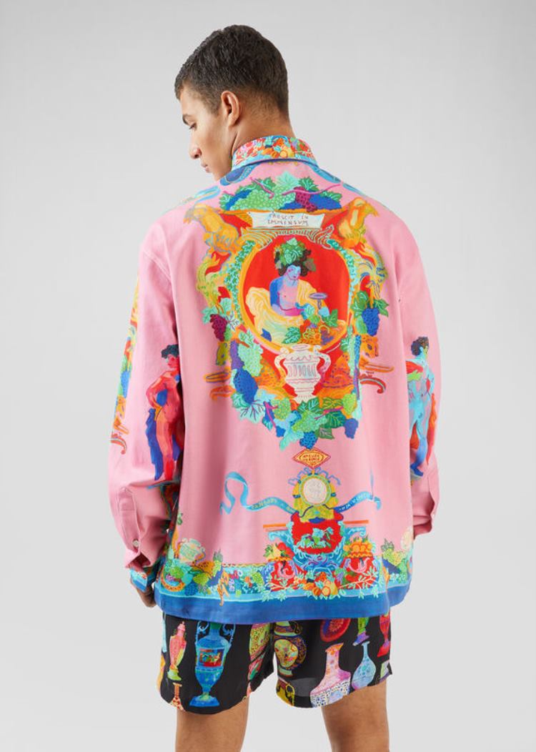 Koszule Męskie Versace Caravaggio Print Denim Shirt Kolorowe | HB5T6T4FR
