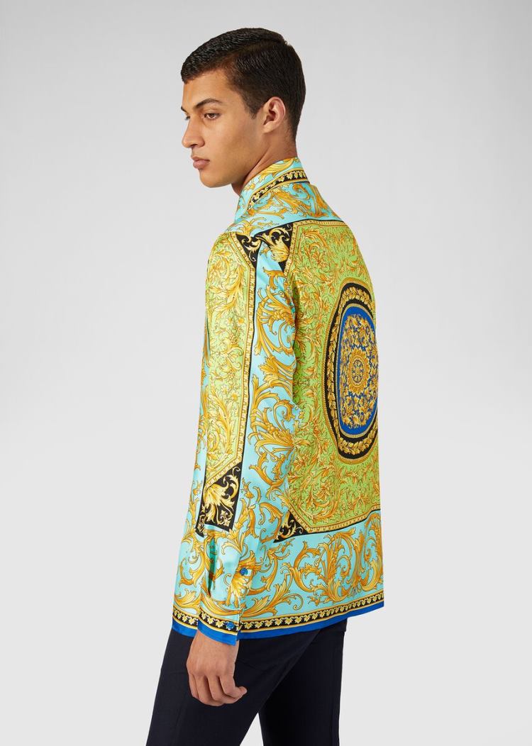 Koszule Męskie Versace Le Pop Classique Print Silk Twill Shirt Kolorowe | ARZAJKNXC