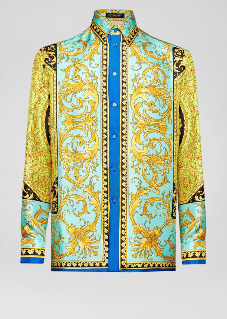 Koszule Męskie Versace Le Pop Classique Print Silk Twill Shirt Kolorowe | ARZAJKNXC