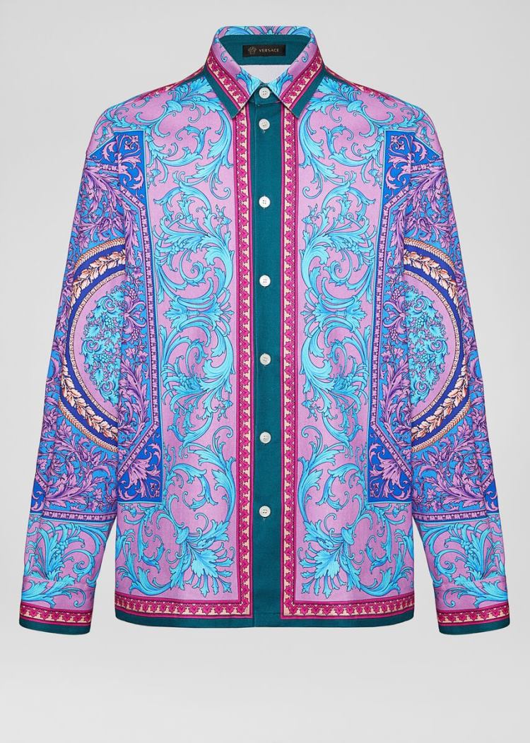 Koszule Męskie Versace Le Pop Classique Print Denim Shirt Kolorowe | U6JP6Q5CE