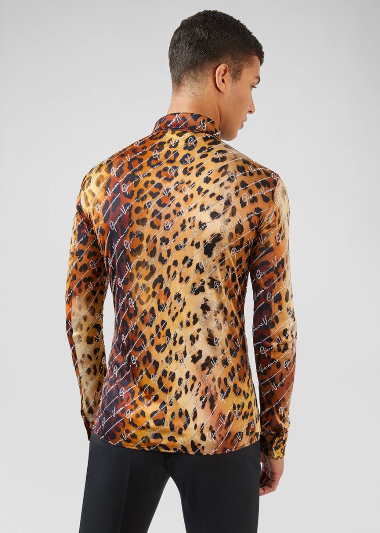 Koszule Męskie Versace Pop Animalier Print Shirt Panterka | IKMWXJUD3