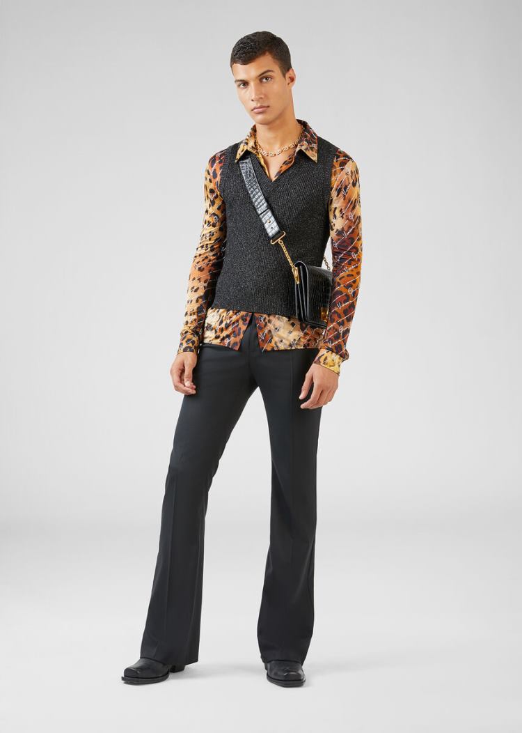 Koszule Męskie Versace Pop Animalier Print Shirt Panterka | IKMWXJUD3