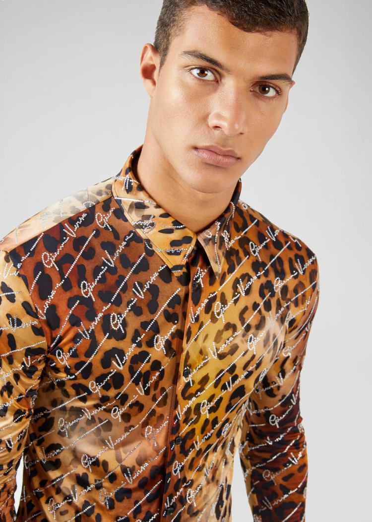 Koszule Męskie Versace Pop Animalier Print Shirt Panterka | IKMWXJUD3