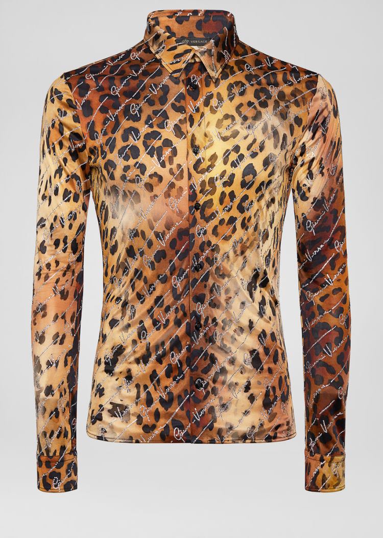Koszule Męskie Versace Pop Animalier Print Shirt Panterka | IKMWXJUD3