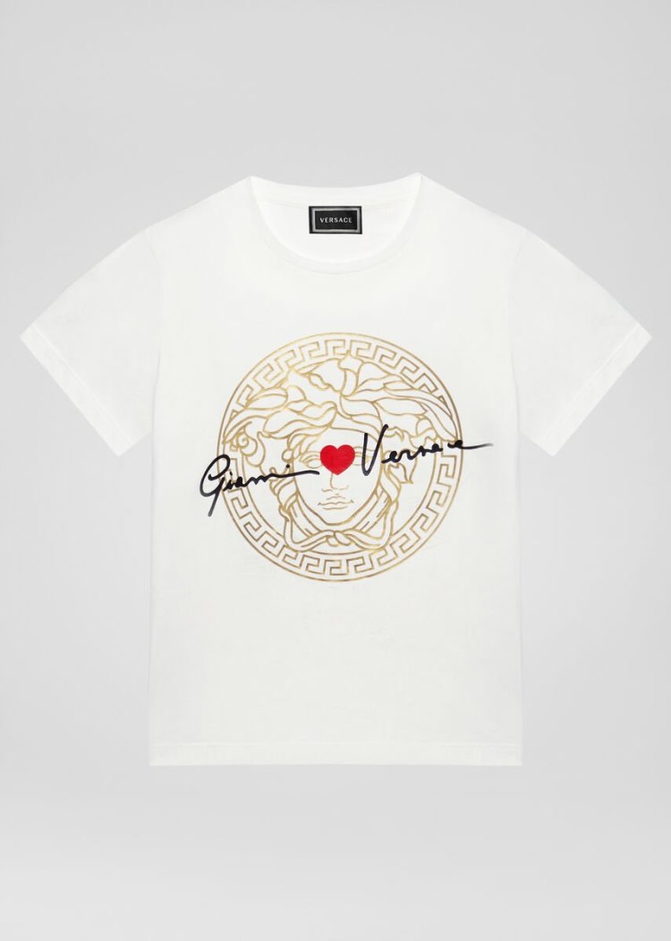Koszulki Dziecięce Versace GV Signature Medusa T Shirt Białe | 7V3NB0ZTM