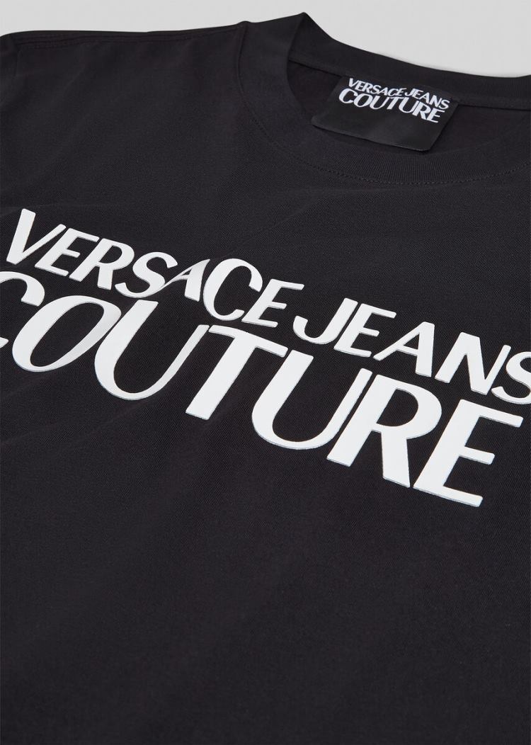 Koszulki Jeans Couture Versace Jeans Couture Logo T Shirt Czarne | 1GHAOTPGJ